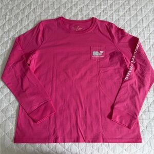 Vineyard Vines Bright pink long-sleeve Pocket Tee
